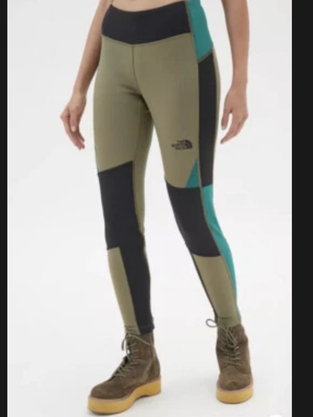 ☀️3/$25 The North Face Steep Tech High Rise Fleece Leggings Green/Black xs